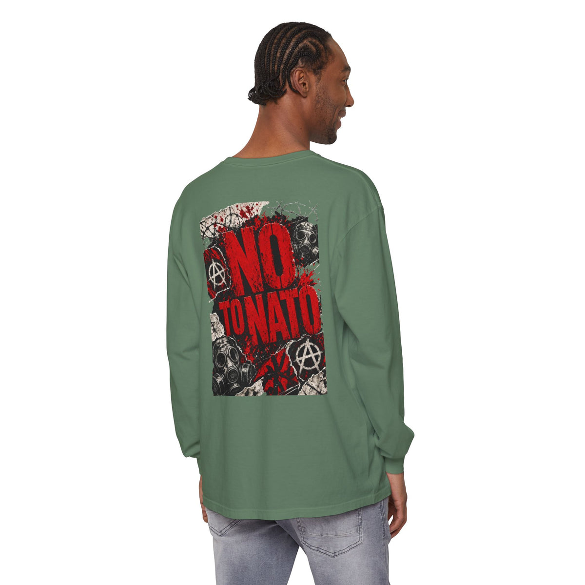 Protest Long Sleeve T‑Shirt — No To NATO Anarchist