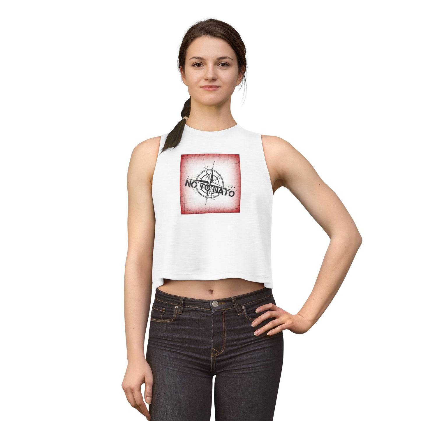 Crop Top — "NON À L'OTAN" pour Femme ROUGE/Anglais
