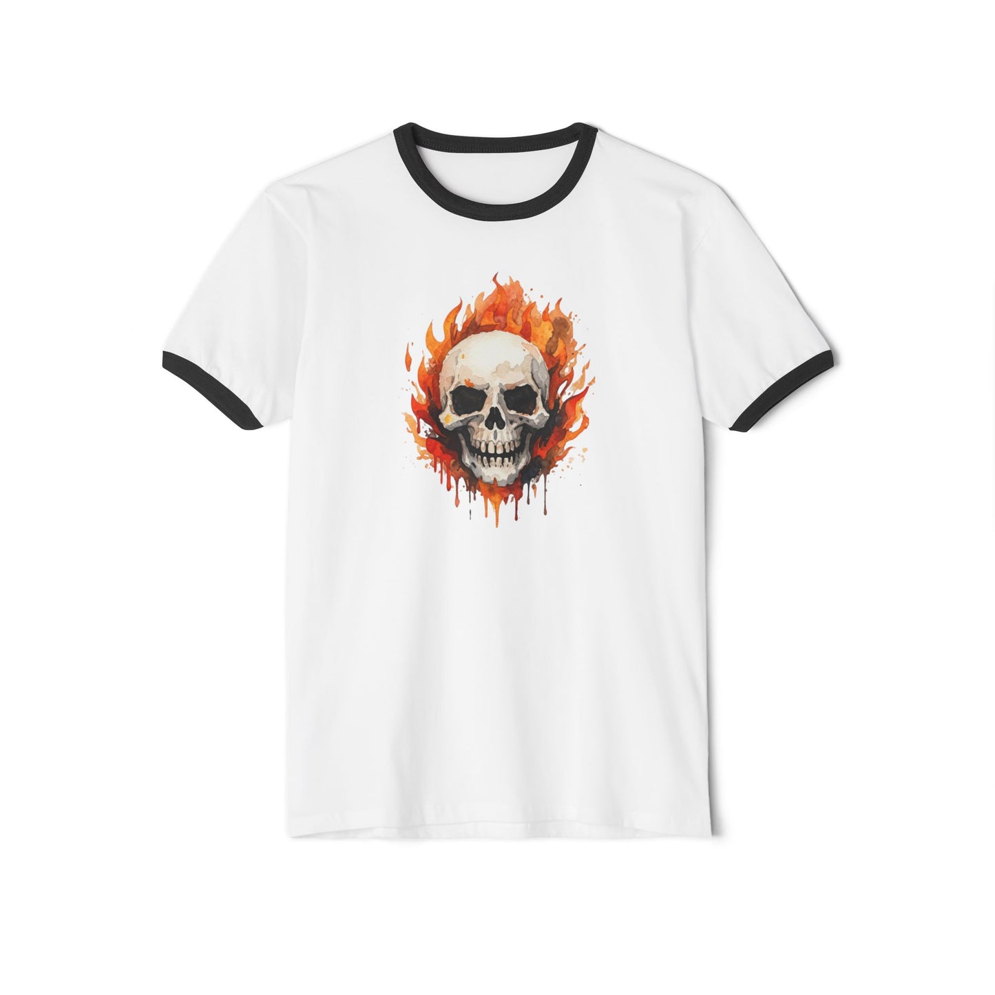 Stay Illegal Ringer T-Shirt — Flaming Skull