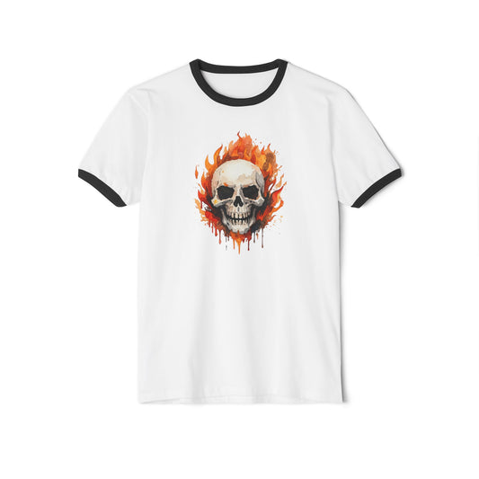 Stay Illegal Ringer T-Shirt — Flaming Skull