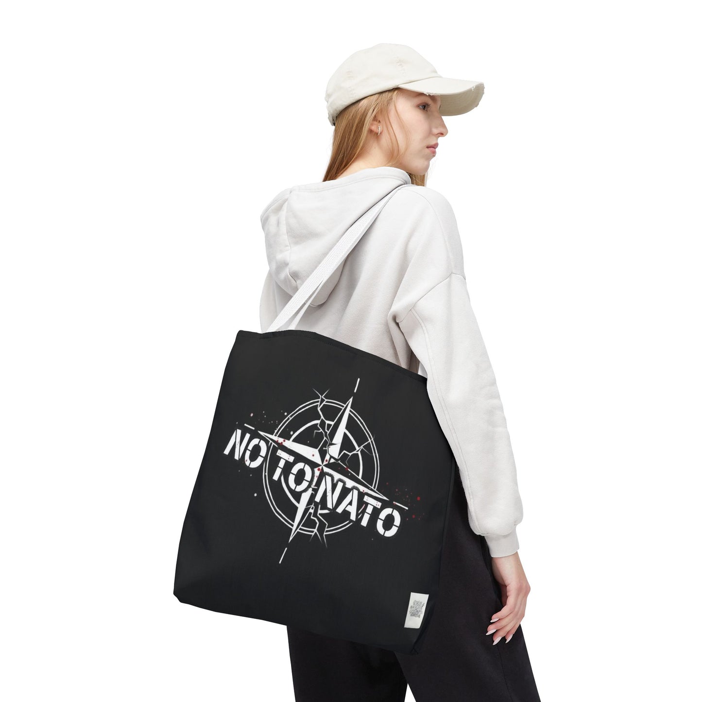 Bolso de mano negro NO A LA OTAN — Anti-OTAN inglés/ruso