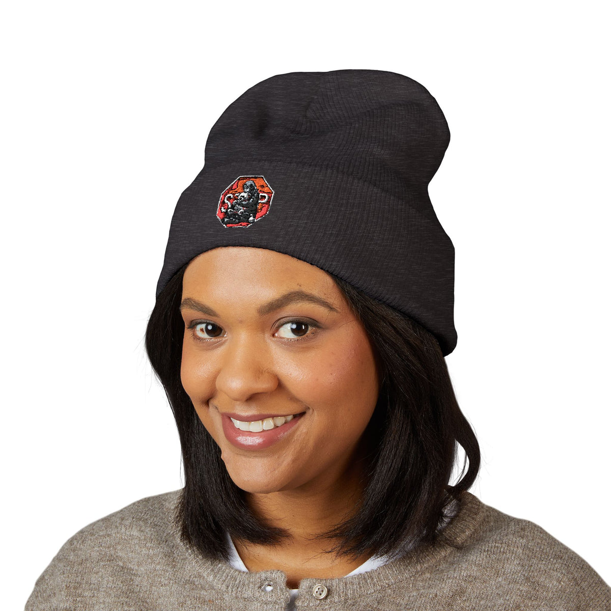 Embroidered Daruma Cuffed Beanie — Stop The Genocide Beenie Hat