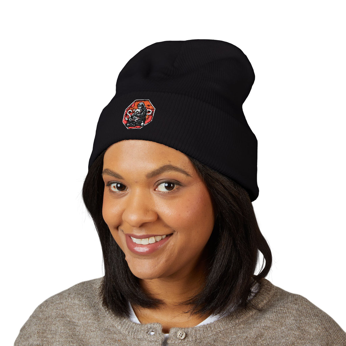 Embroidered Daruma Cuffed Beanie — Stop The Genocide Beenie Hat