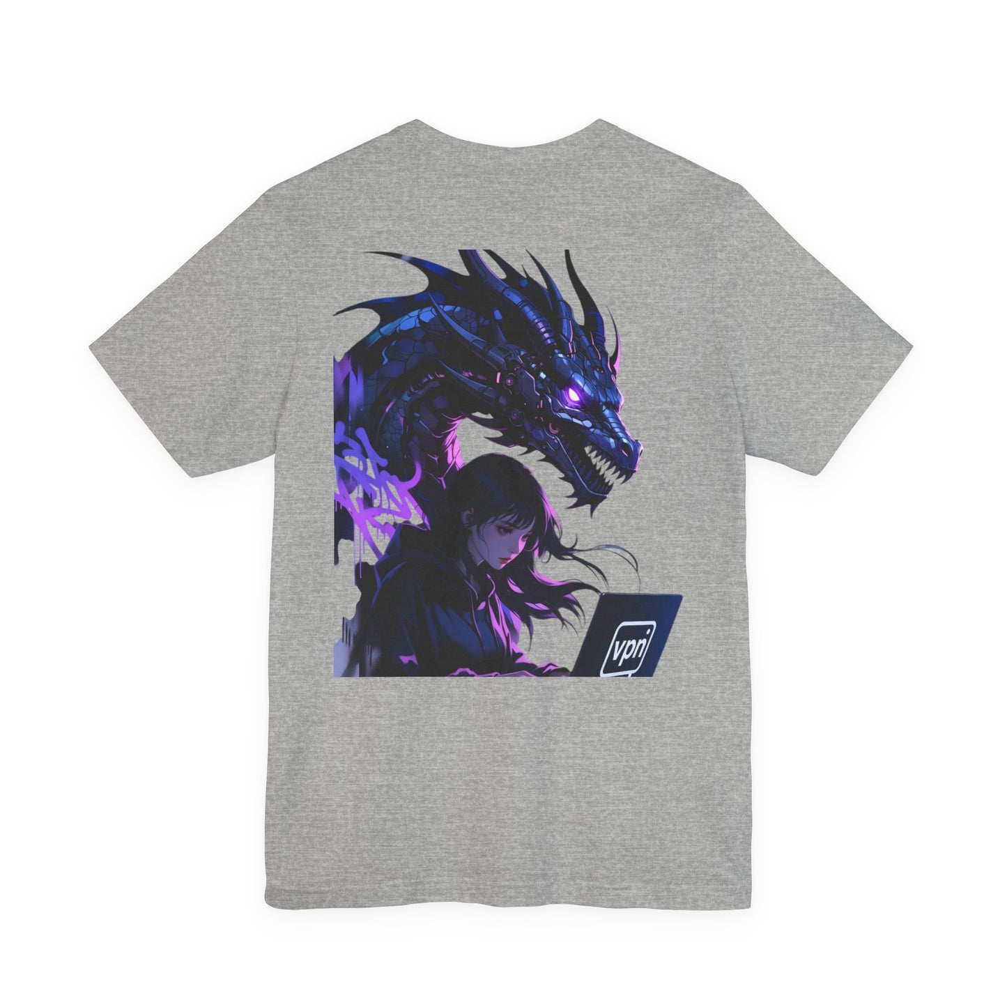 Back Print T‑Shirt — HACKER GIRL/DRAGON TEETH VPN