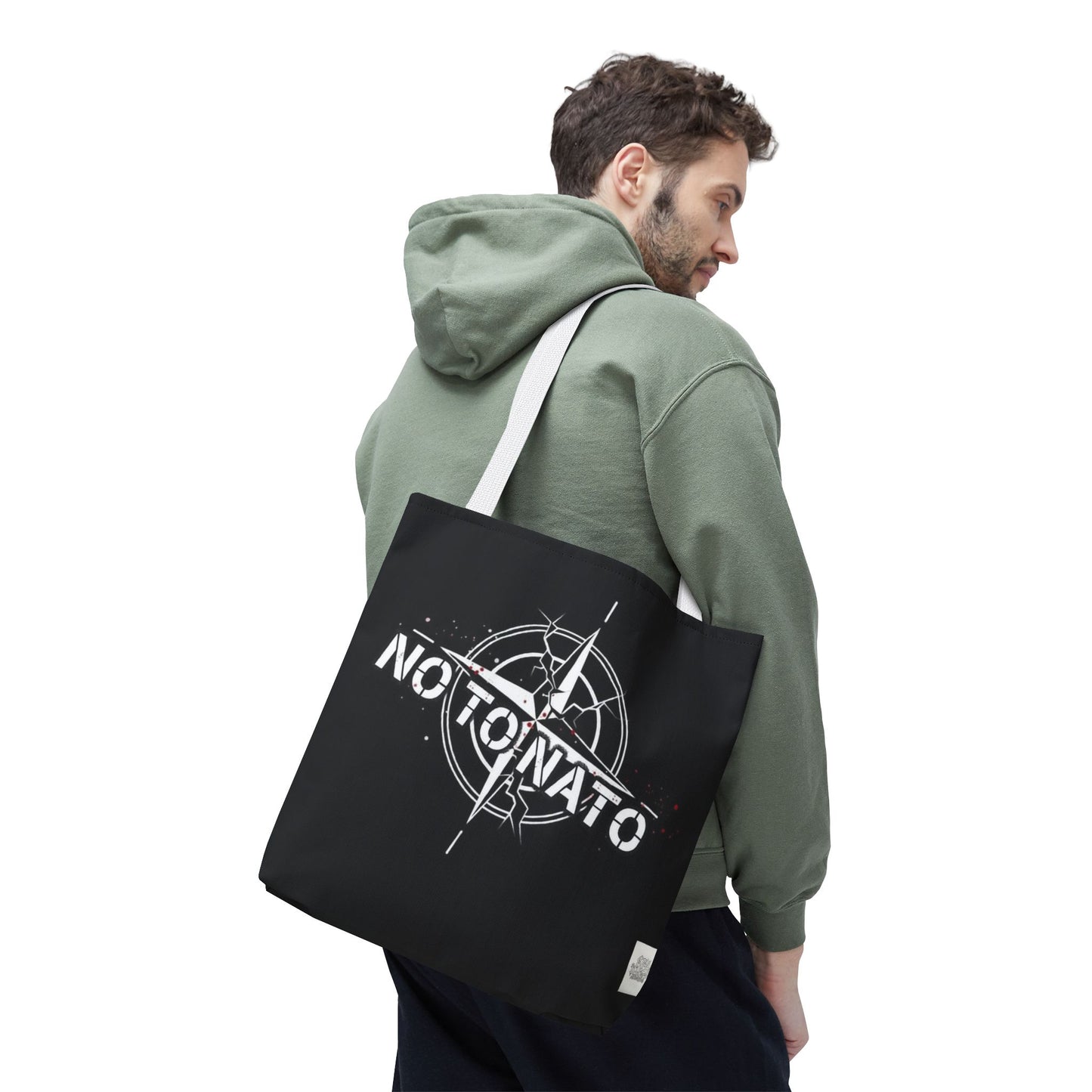 Bolso de mano negro NO A LA OTAN — Anti-OTAN inglés/ruso