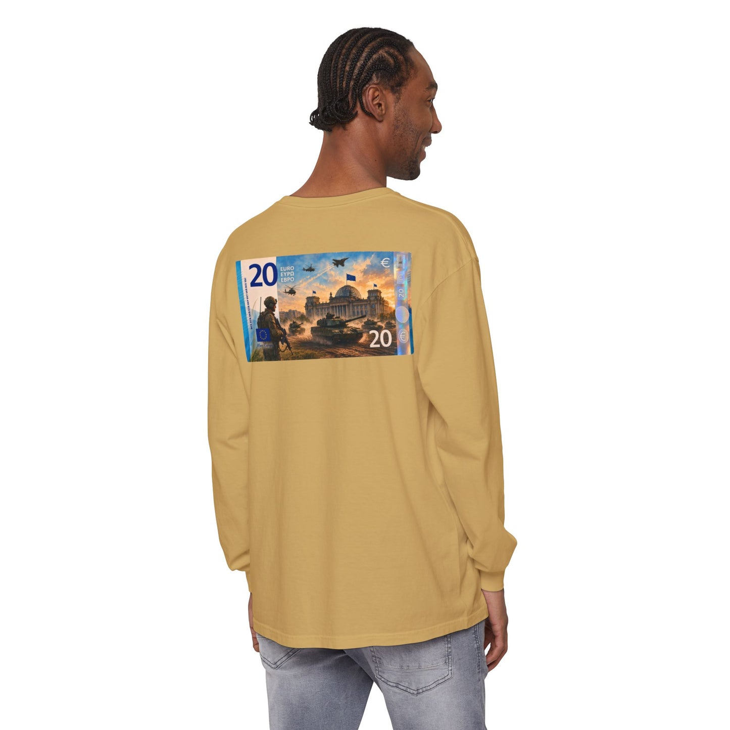 Long Sleeve Tee — More Europe 20euros Back Print