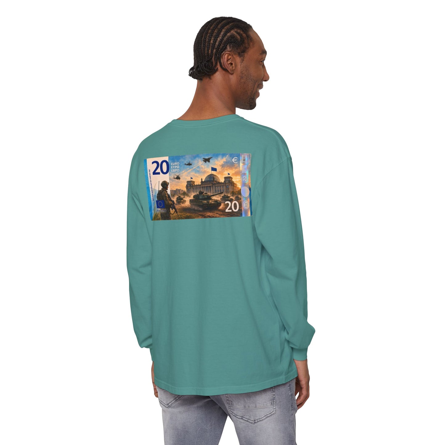Long Sleeve Tee — More Europe 20euros Back Print