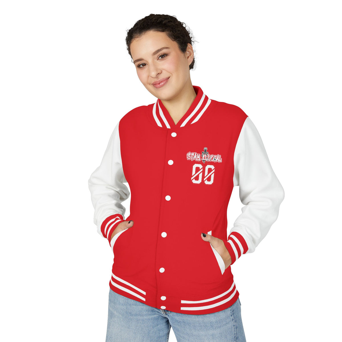 Stay Illegal Varsity Bomber Jacket - Calm Like a Bomb 00 (Plain-Sleeve)