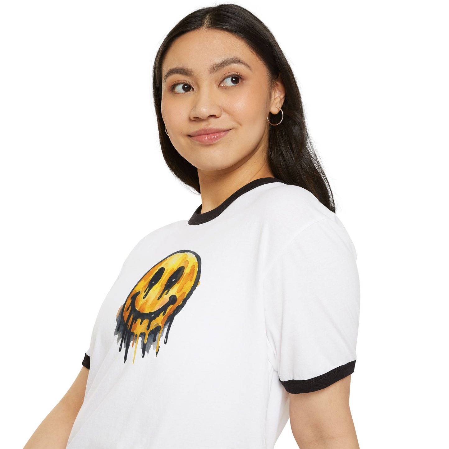 Stay Illegal Ringer T-Shirt — Smiley Drip Face