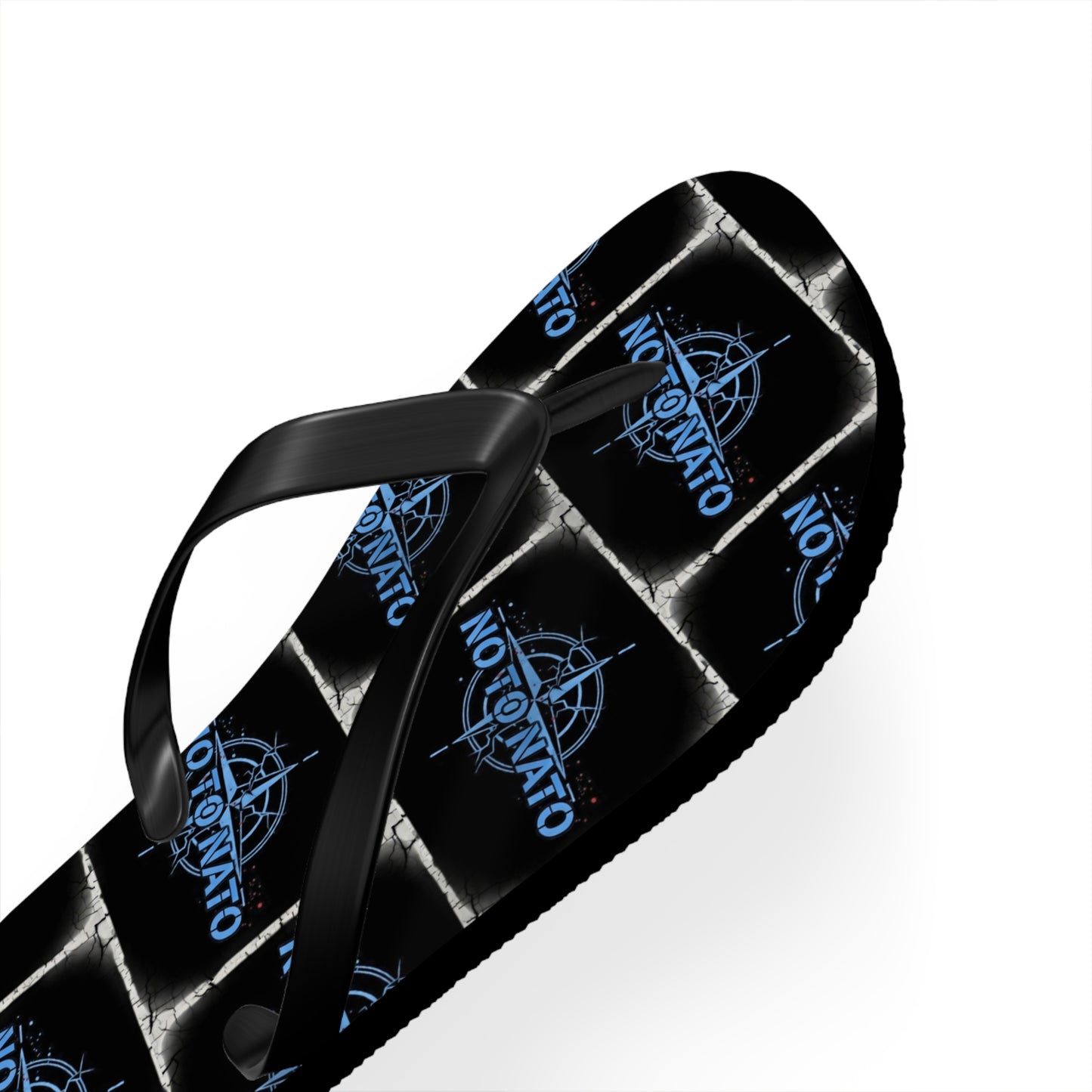 NO TO NATO Flip Flops – Blue Tile Protest