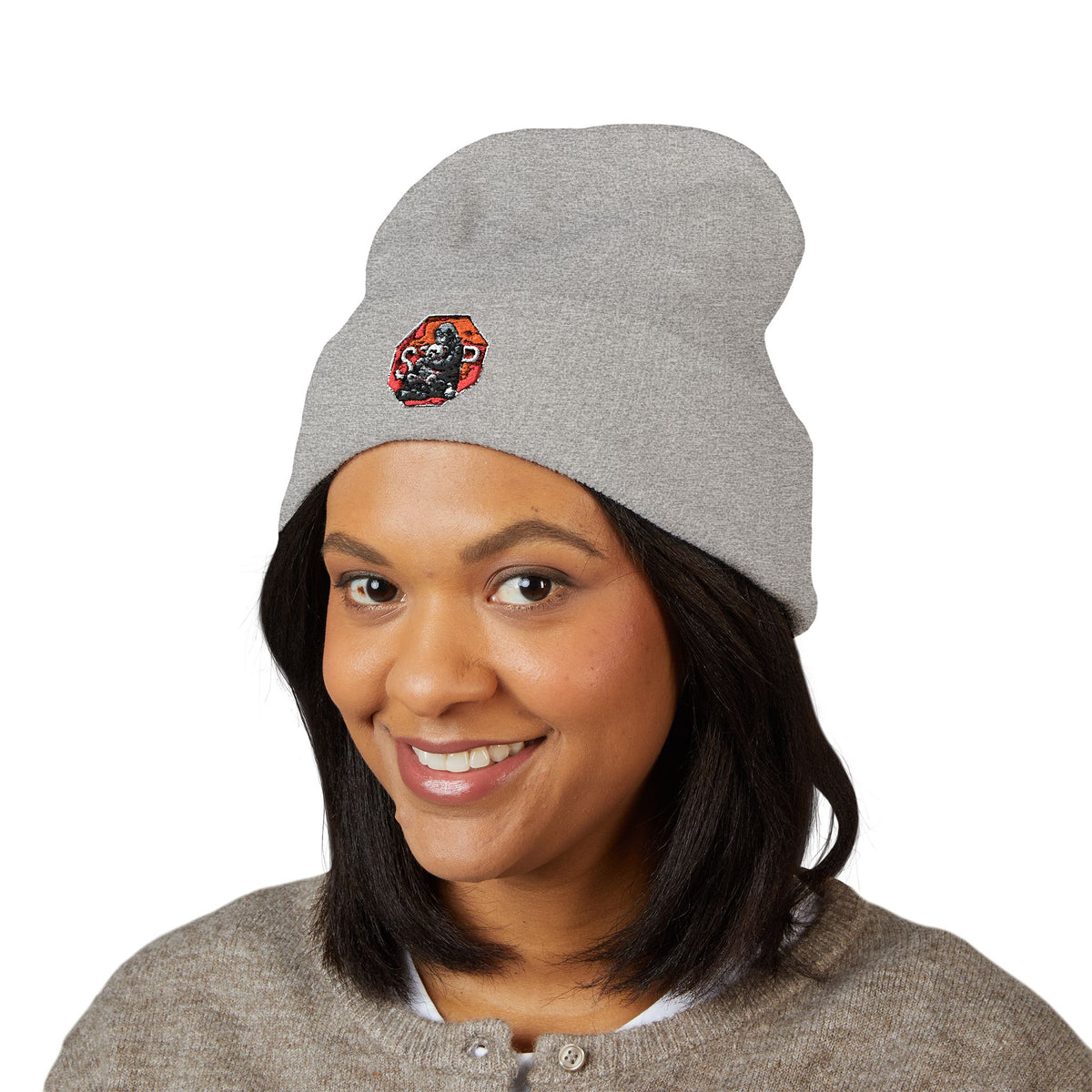 Embroidered Daruma Cuffed Beanie — Stop The Genocide Beenie Hat