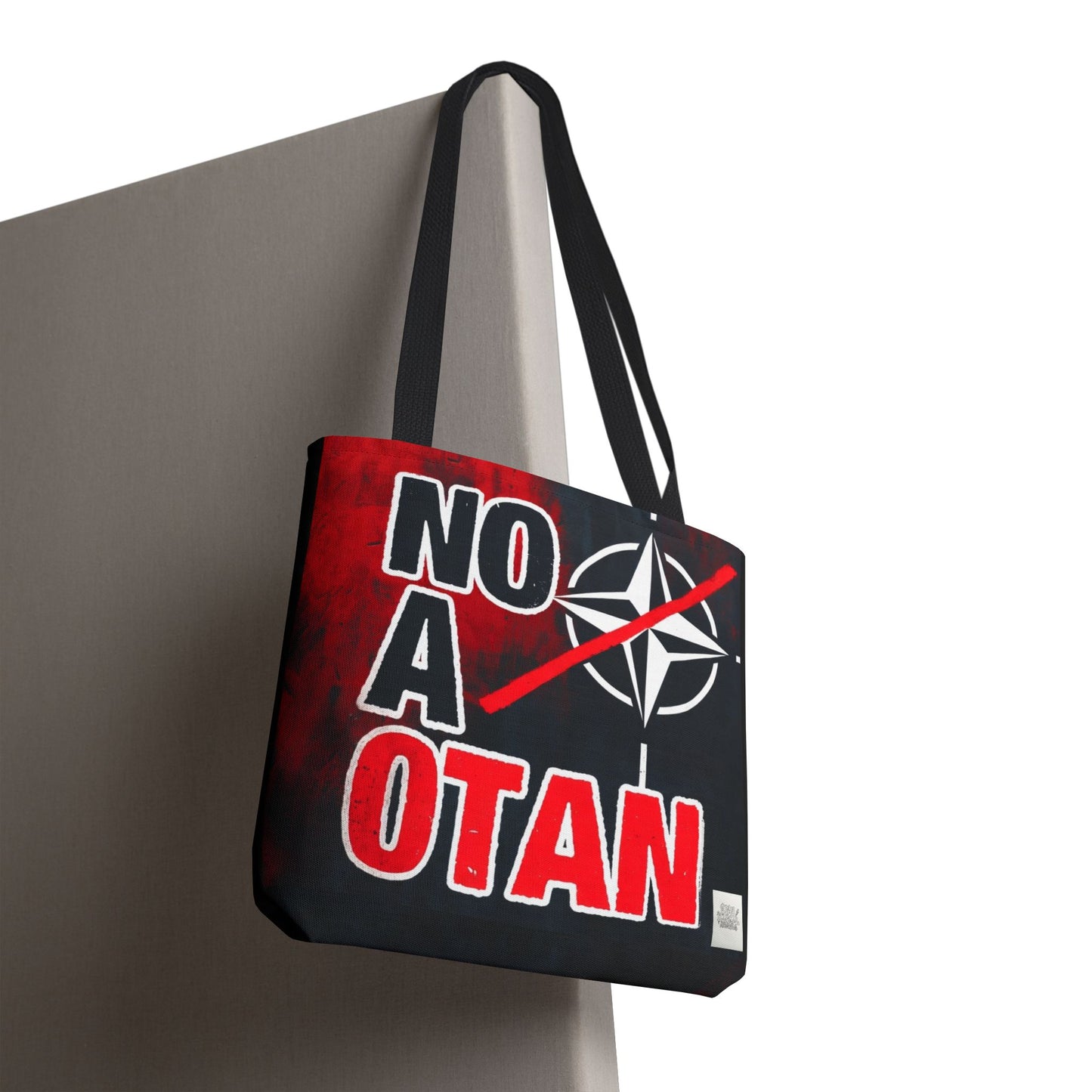Bolso tote NO A OTAN negro/rojo — Anti-OTAN español/europeo