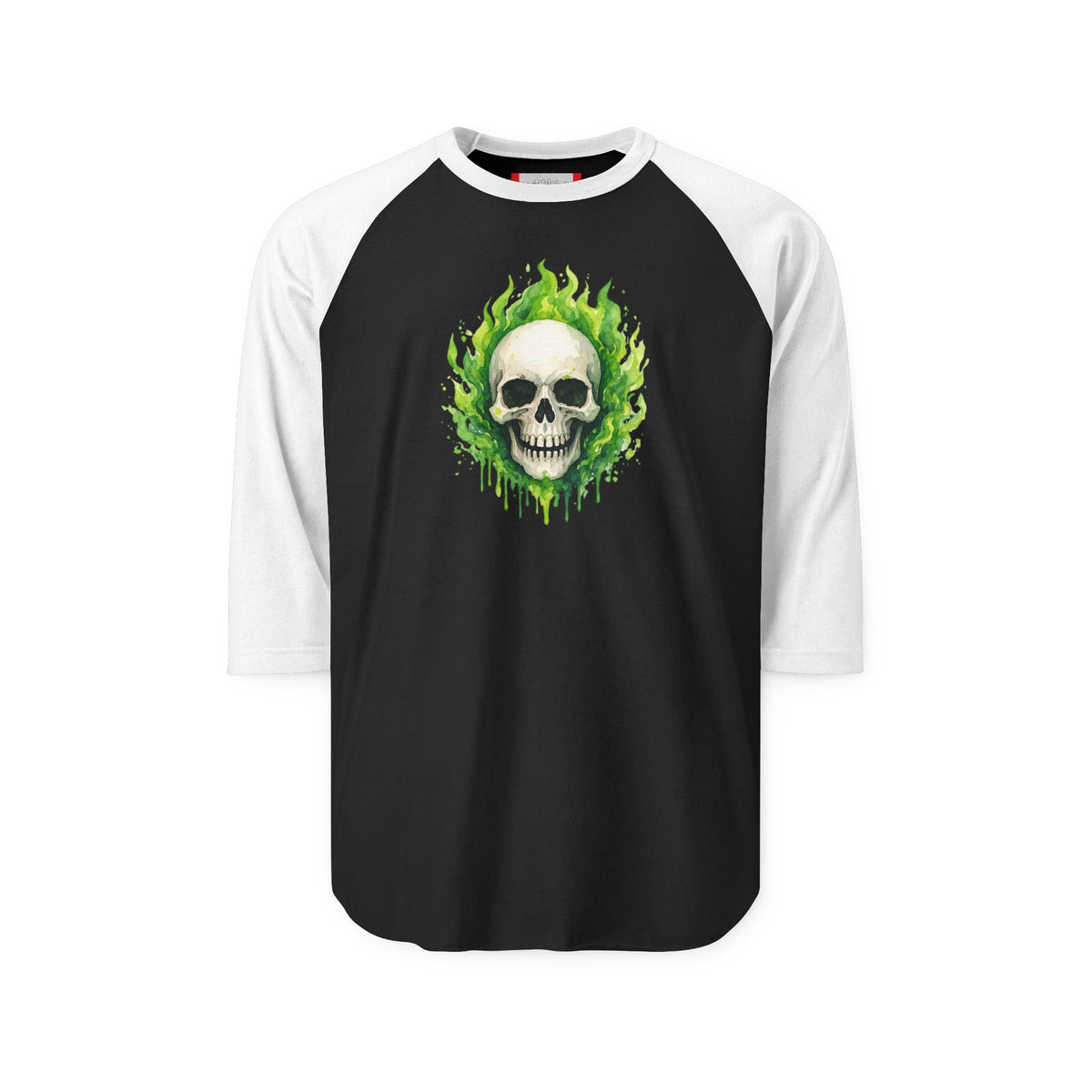Stay Illegal Raglan 3/4 Sleeve T-Shirt — Green Skull