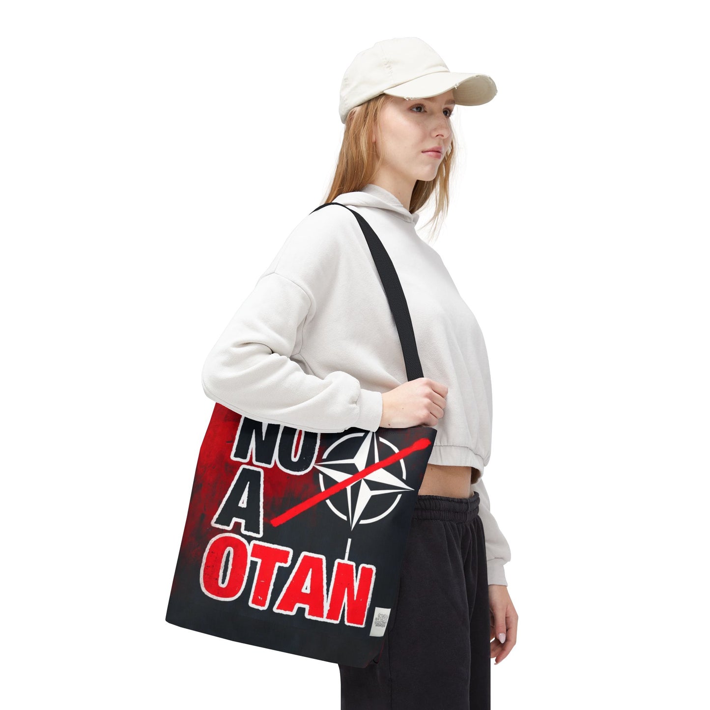 Bolso tote NO A OTAN negro/rojo — Anti-OTAN español/europeo