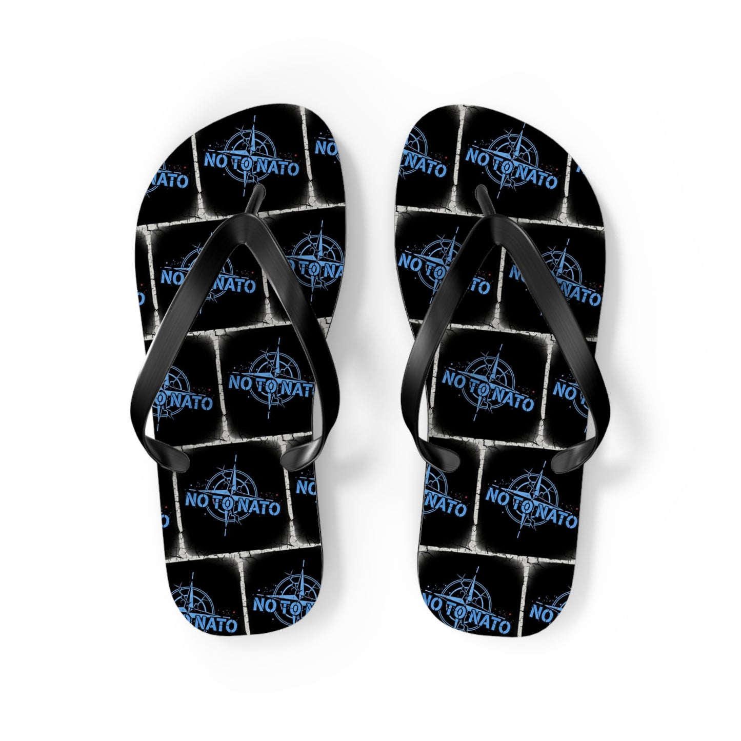 NO TO NATO Flip Flops – Blue Tile Protest