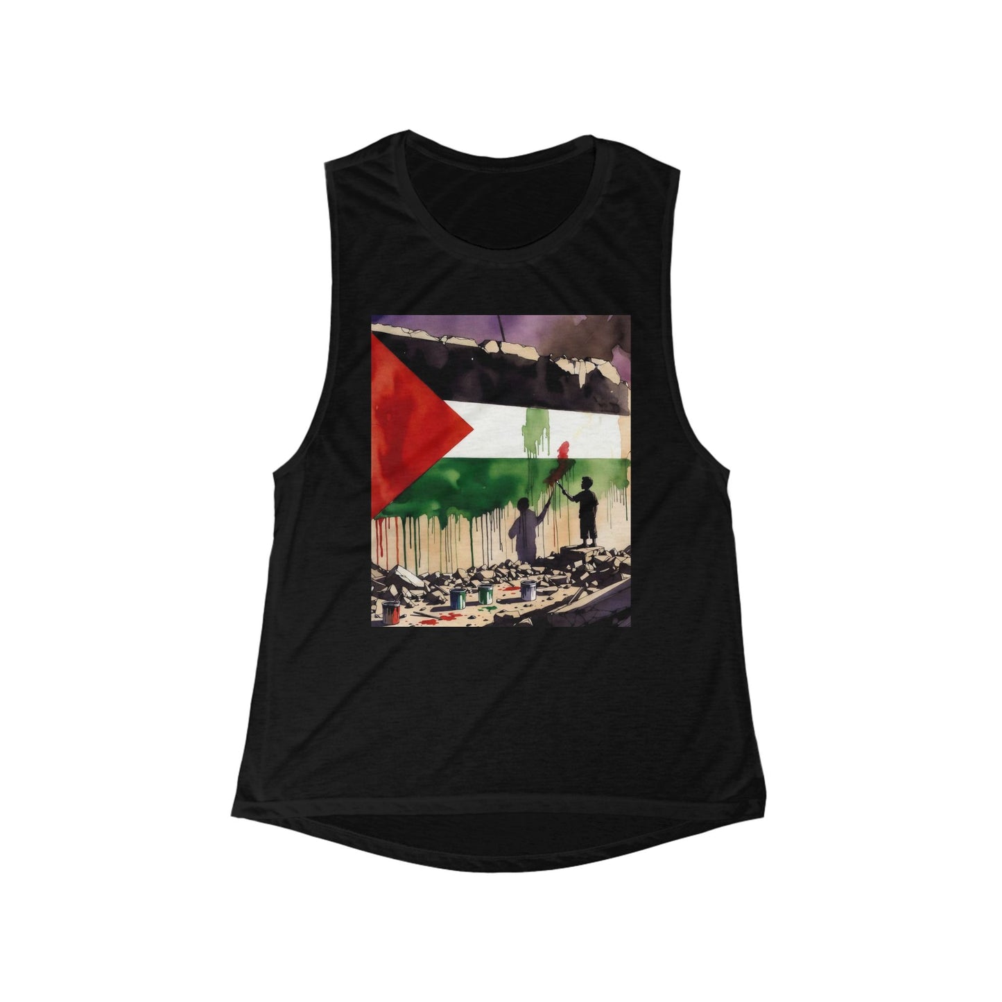 Palestine Artwork Tank Top "Shadow" — Protest Street Art Muscle Tee