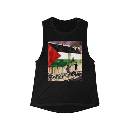 Palestine Artwork Tank Top "Shadow" — Protest Street Art Muscle Tee
