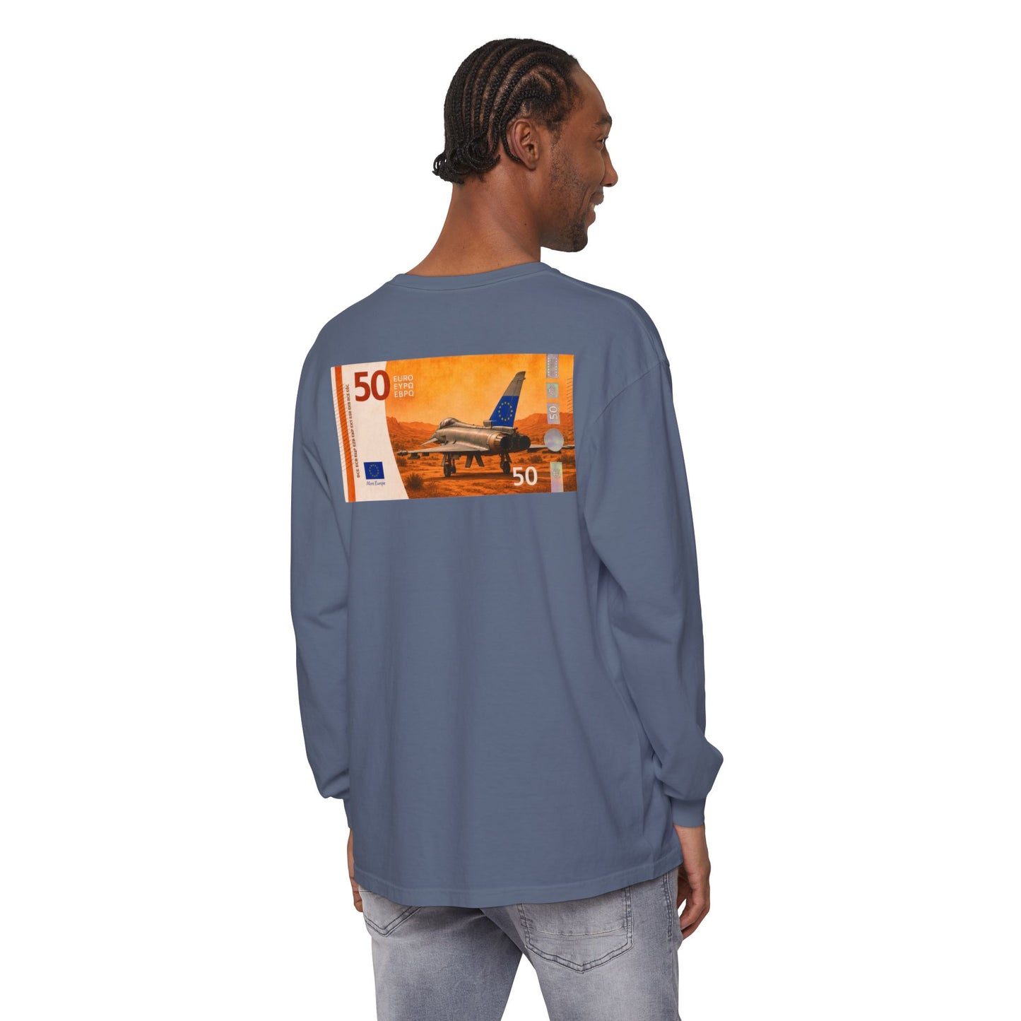 Long Sleeve Tee — More Europe 50euros Back Print