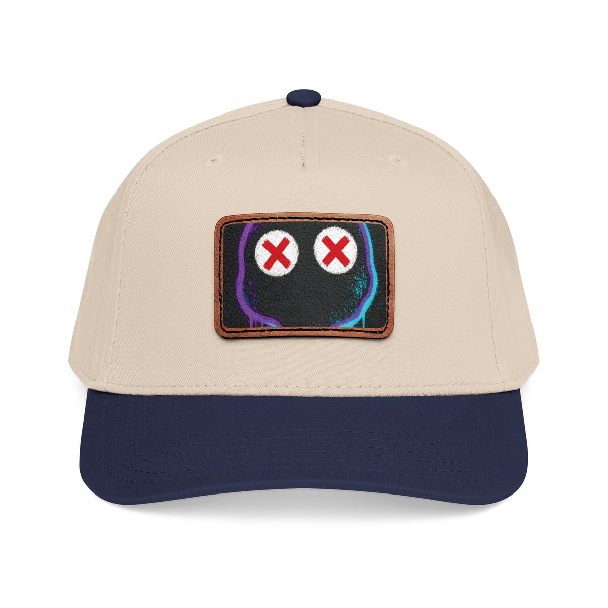 Leather Patch Baseball Cap — Neon Graffiti Face 7