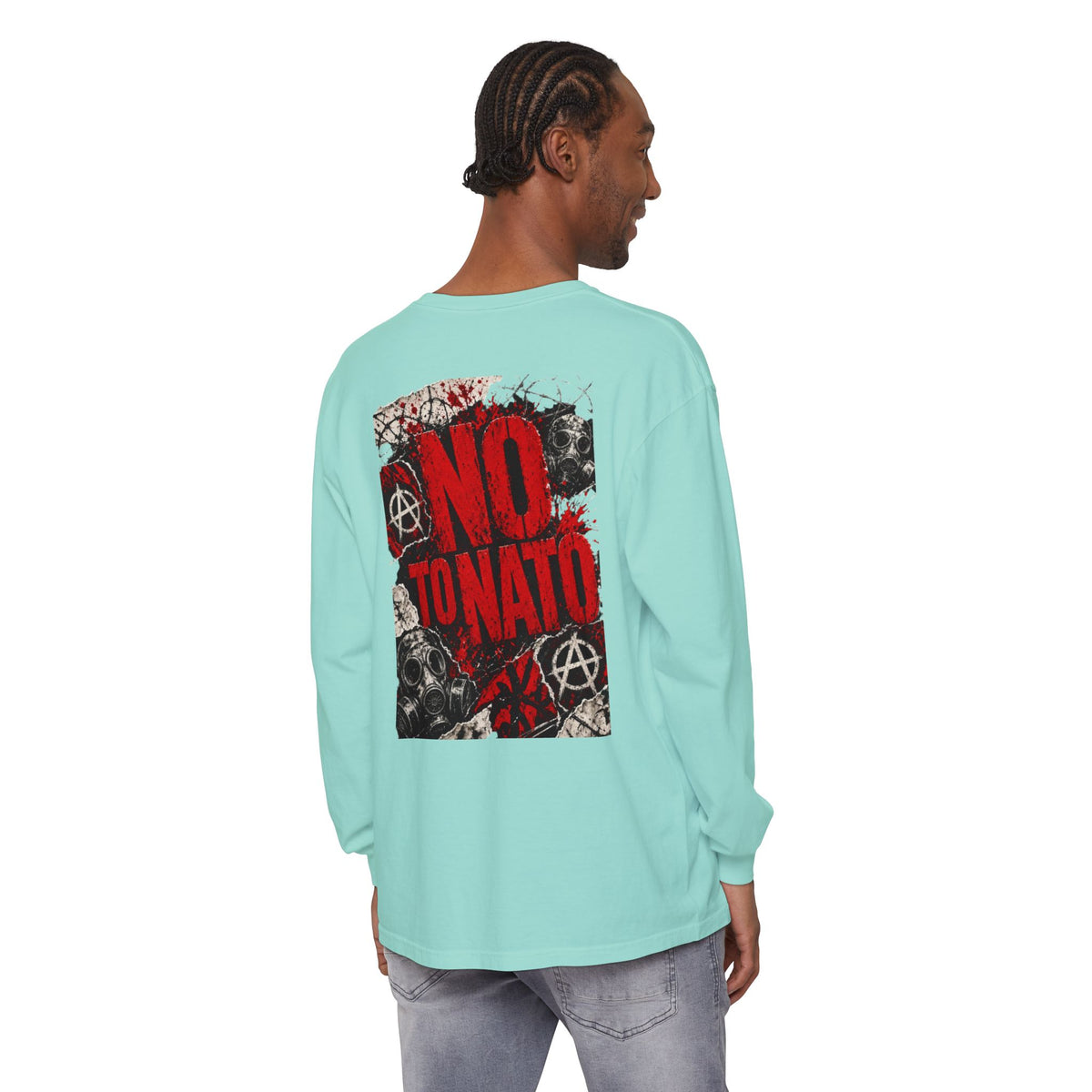 Protest Long Sleeve T‑Shirt — No To NATO Anarchist