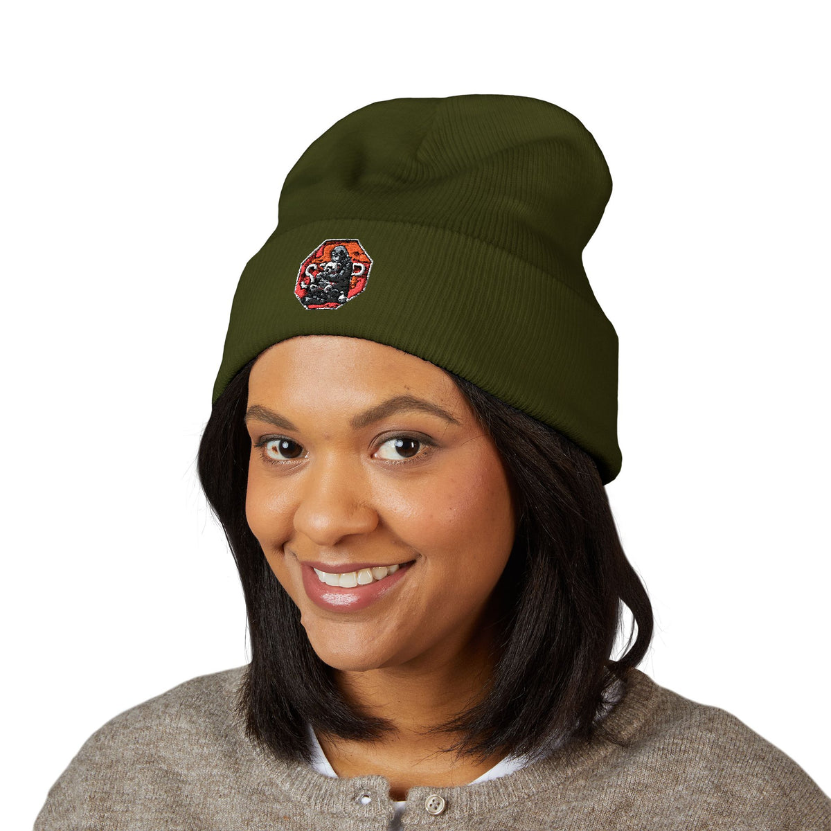 Embroidered Daruma Cuffed Beanie — Stop The Genocide Beenie Hat