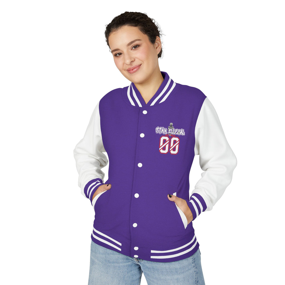 Stay Illegal Varsity Bomber Jacket - Calm Like a Bomb 00 (Plain-Sleeve)