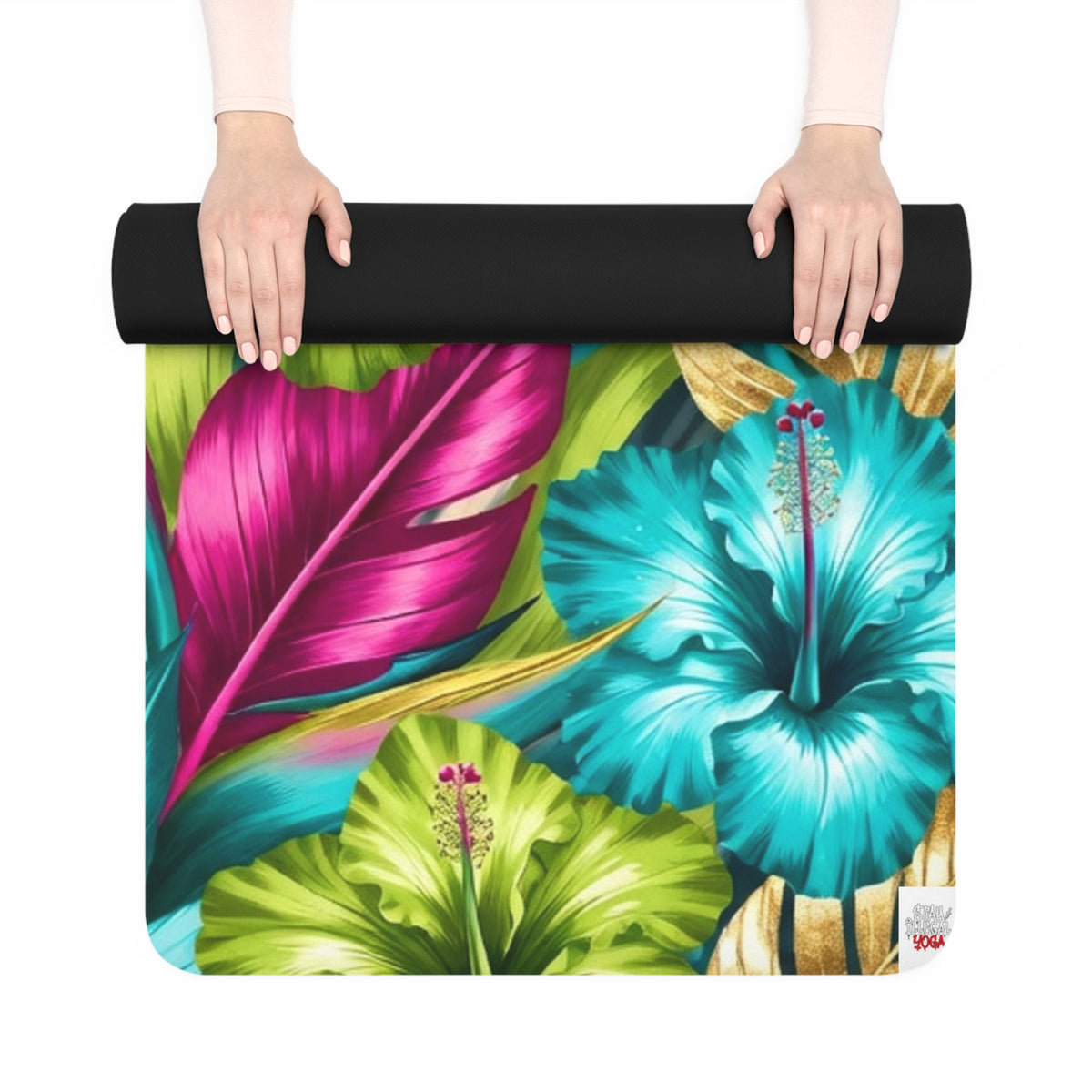 Illegal Exotic Yoga Mat — Non-Slip Vibrant Hibiscus Design