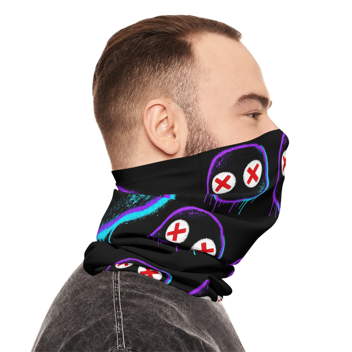 Lightweight Graffiti Neck Gaiter - Neon Face 7