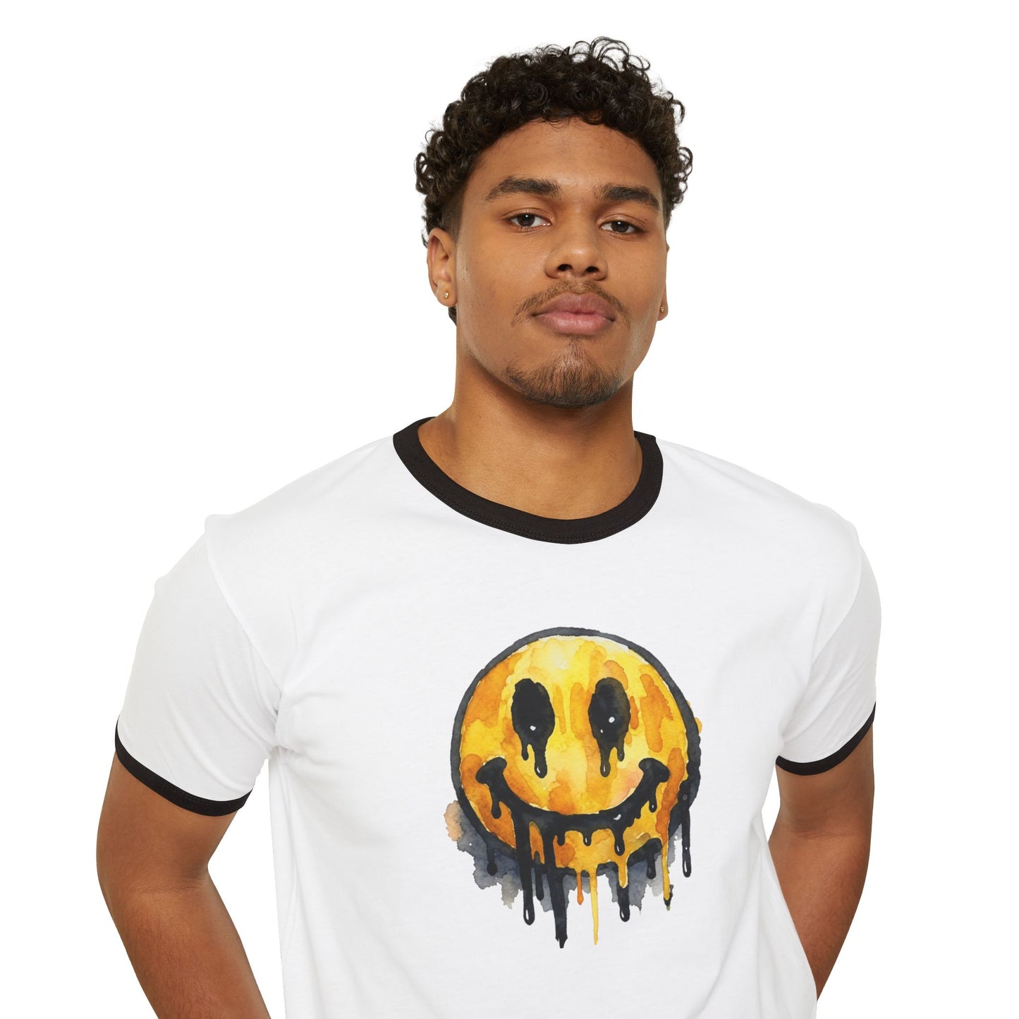 Stay Illegal Ringer T-Shirt — Smiley Drip Face