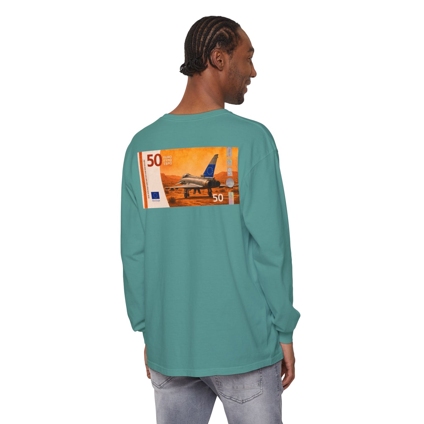 Long Sleeve Tee — More Europe 50euros Back Print