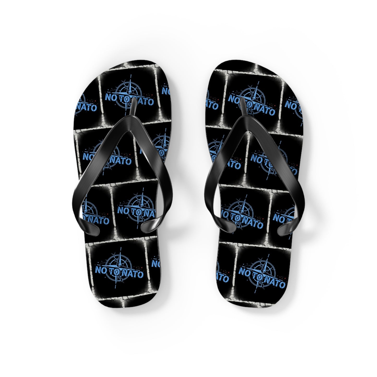 NO TO NATO Flip Flops – Blue Tile Protest