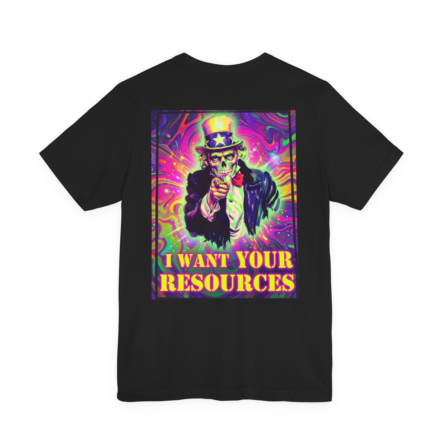 Black Colletion T‑Shirt — I WANT YOUR RESOURCES TOO