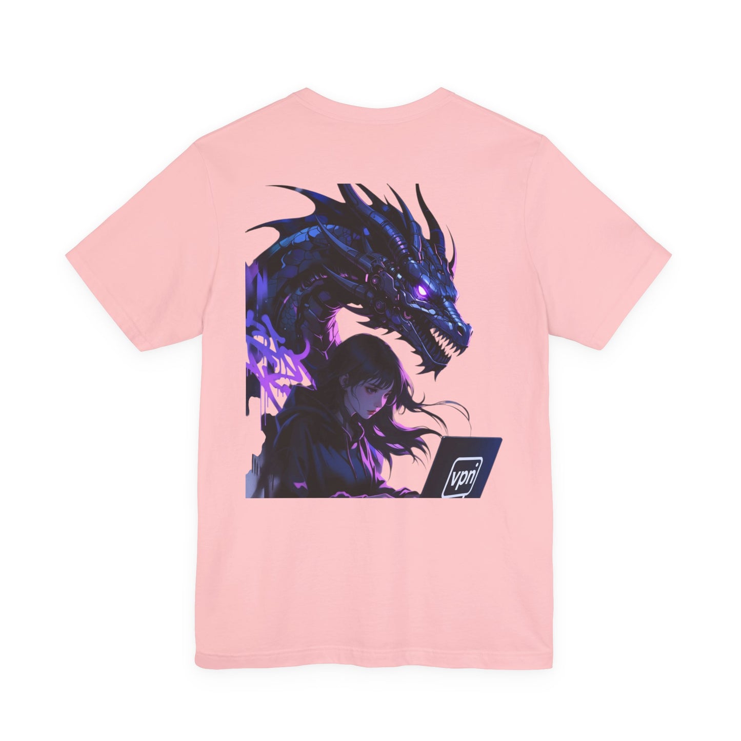 Back Print T‑Shirt — HACKER GIRL/DRAGON TEETH VPN