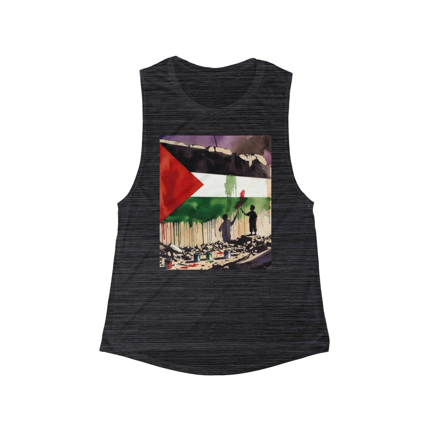 Palestine Artwork Tank Top "Shadow" — Protest Street Art Muscle Tee