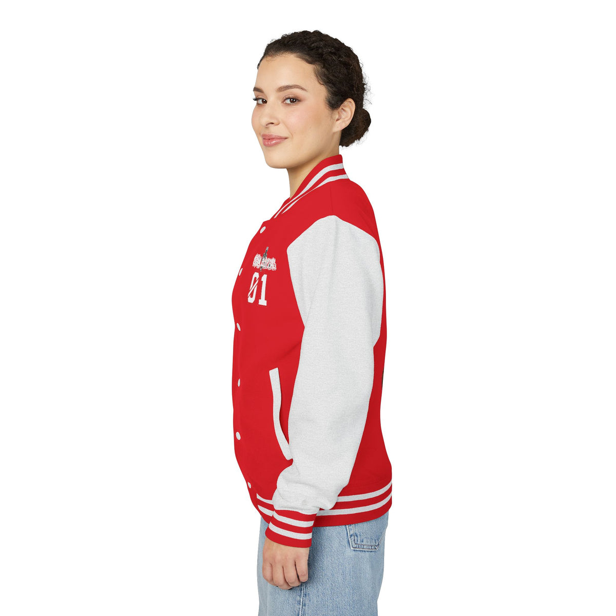 Stay Illegal Varsity Bomber Jacket - Calm Like a Bomb 01 (No To NATO Graphic)