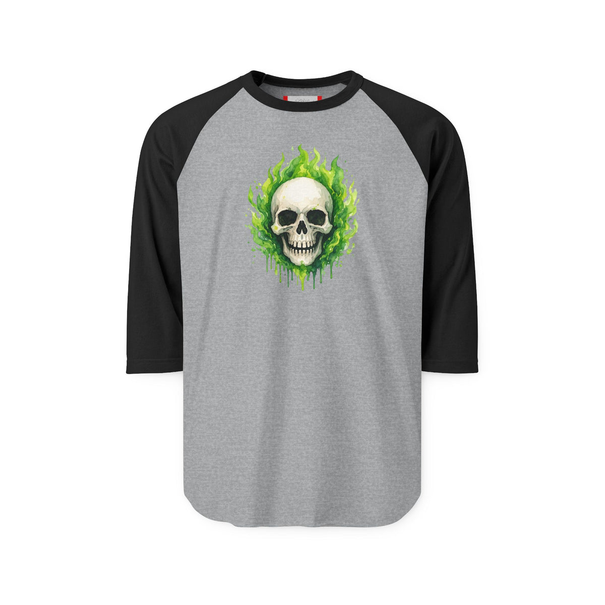 Stay Illegal Raglan 3/4 Sleeve T-Shirt — Green Skull