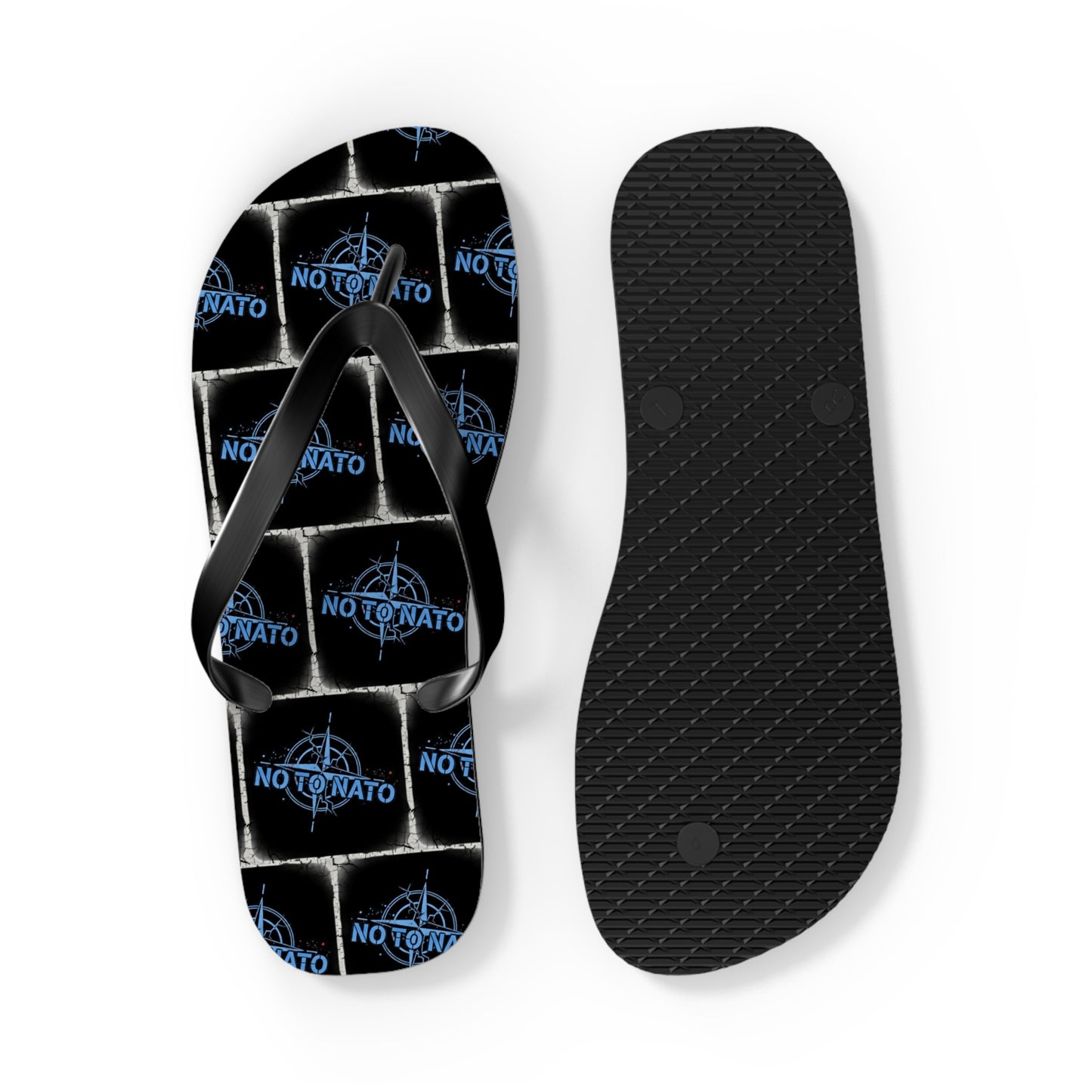 NO TO NATO Flip Flops – Blue Tile Protest