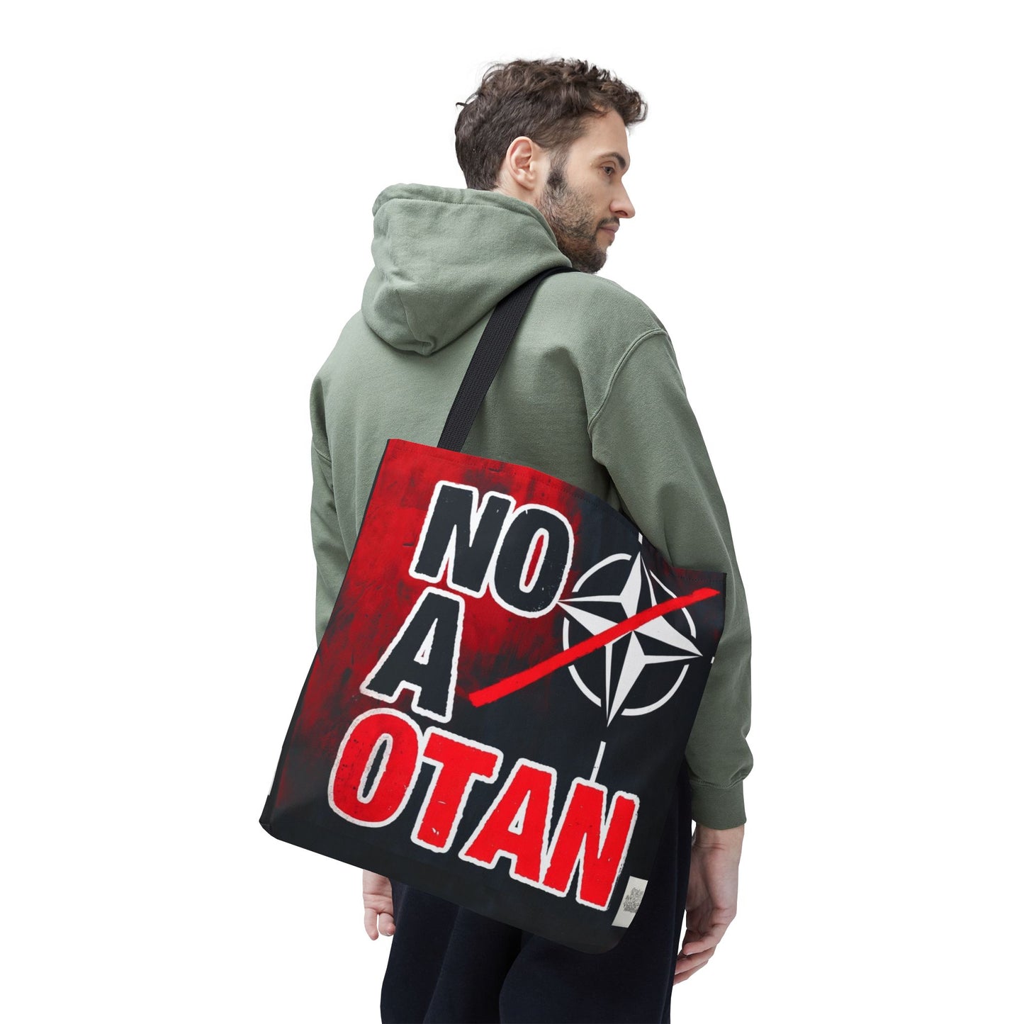 Bolso tote NO A OTAN negro/rojo — Anti-OTAN español/europeo