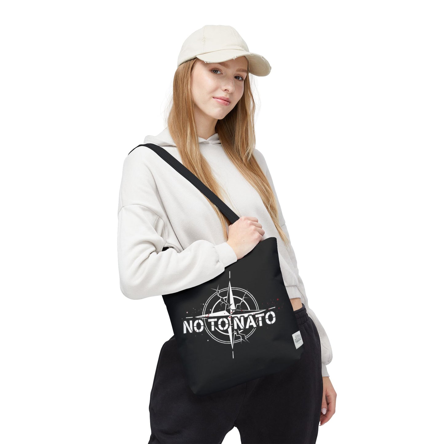 Bolso de mano negro NO A LA OTAN — Anti-OTAN inglés/ruso