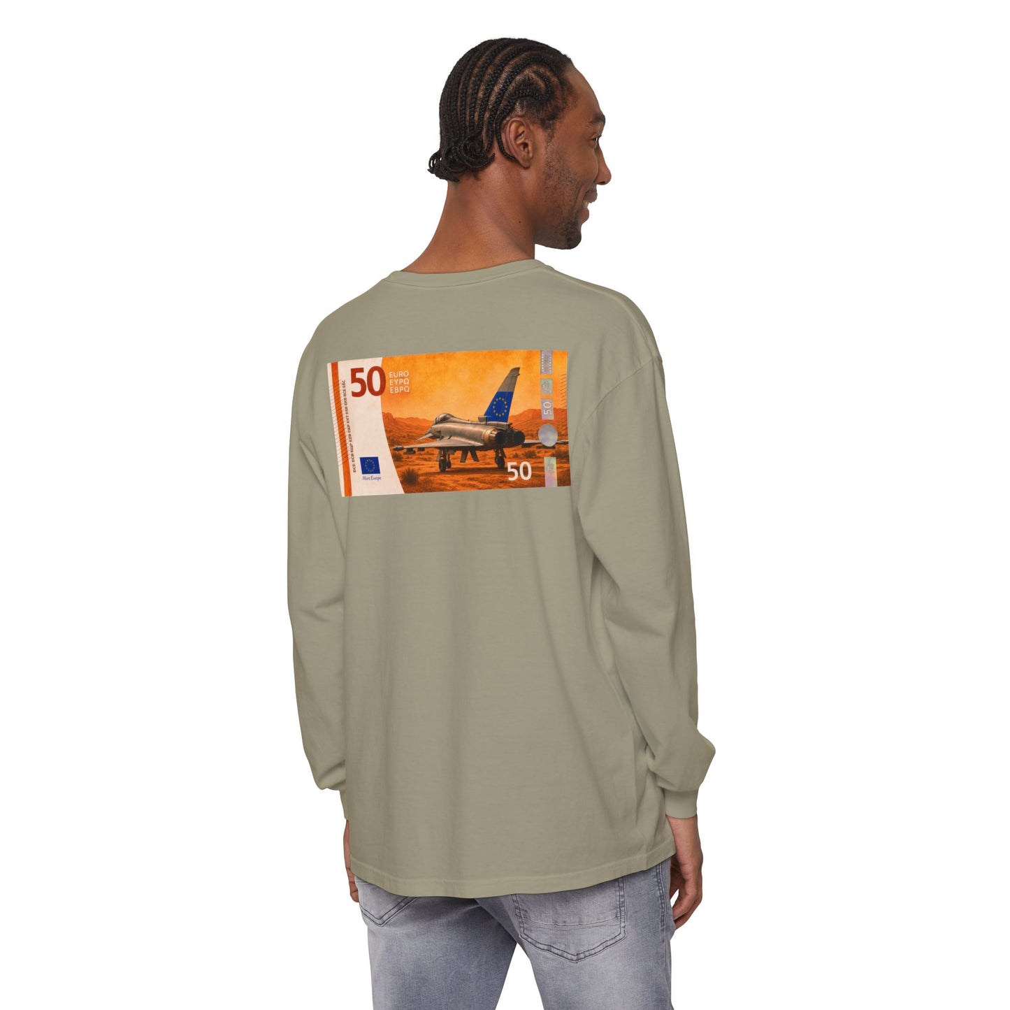 Long Sleeve Tee — More Europe 50euros Back Print