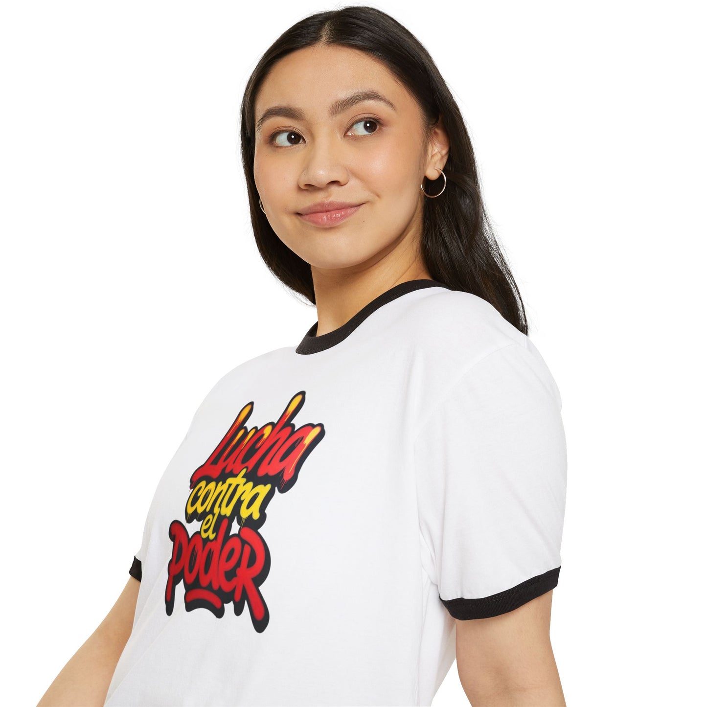 Stay Illegal Ringer T-Shirt — Lucha Contra el Poder/Spanish Protest Tee