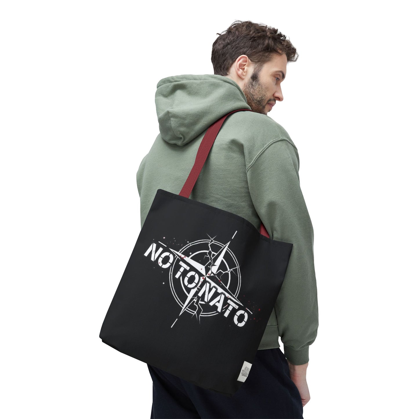 Bolso de mano negro NO A LA OTAN — Anti-OTAN inglés/ruso