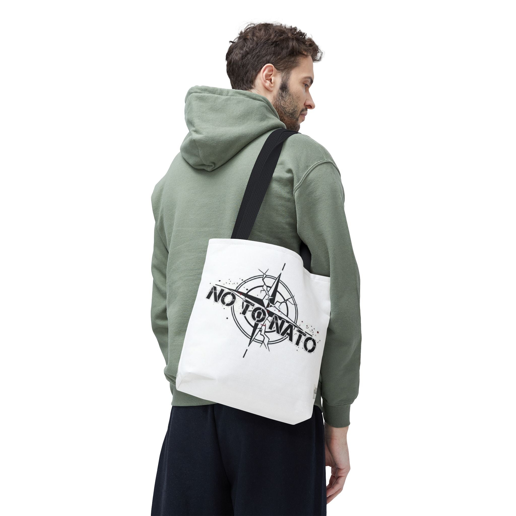 NO TO NATO White Tote Bag — Anti-NATO English/Russian