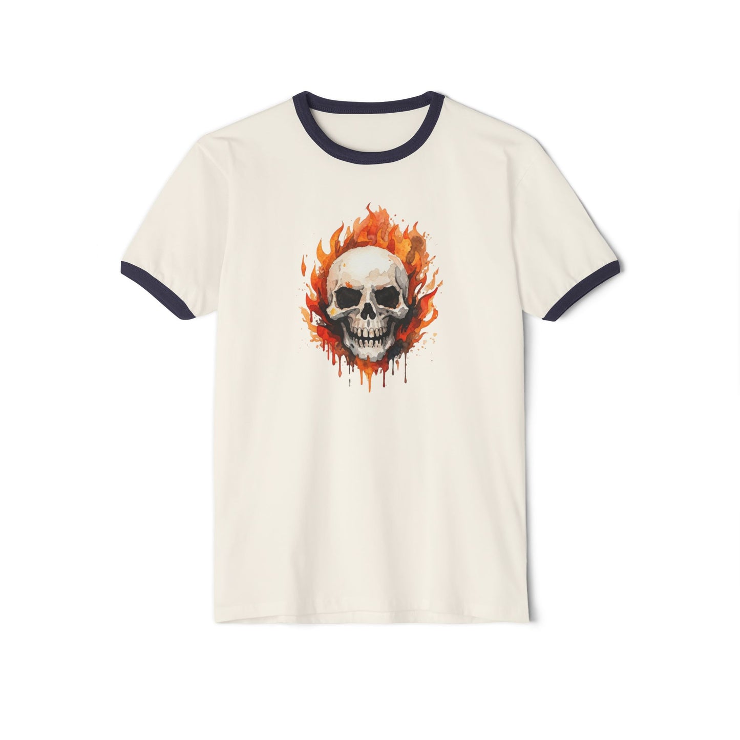 Stay Illegal Ringer T-Shirt — Flaming Skull