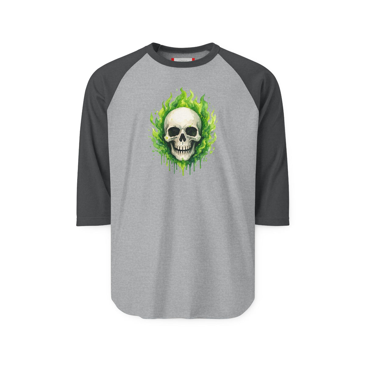 Stay Illegal Raglan 3/4 Sleeve T-Shirt — Green Skull