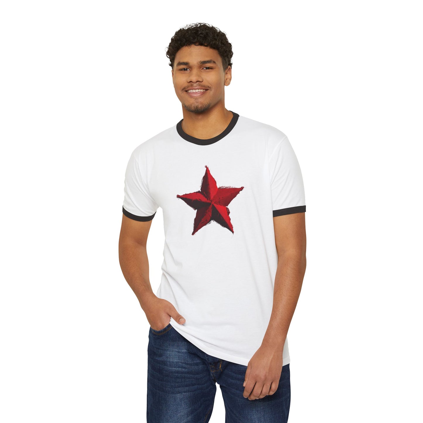 Stay Illegal Ringer T-Shirt — Red Star