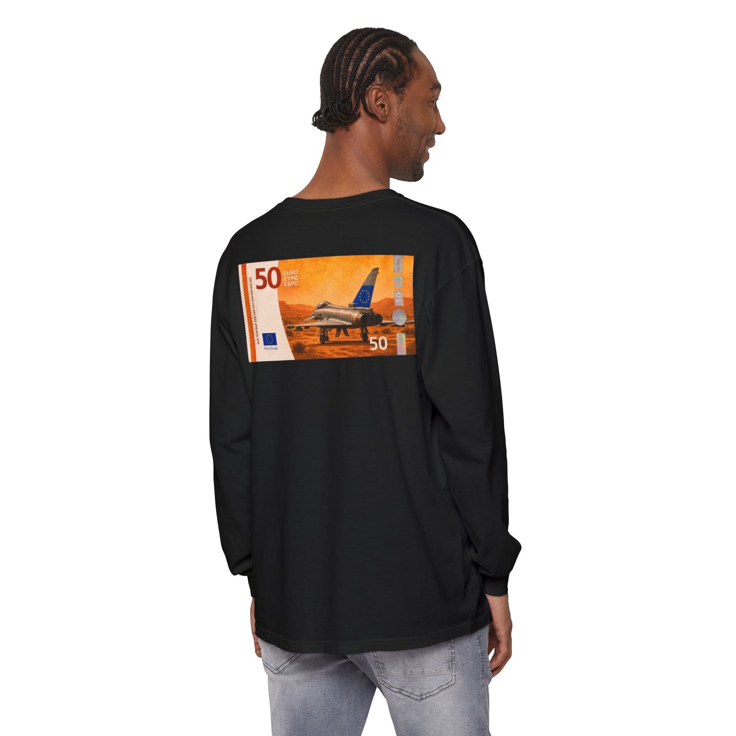 Long Sleeve Tee — More Europe 50euros Back Print