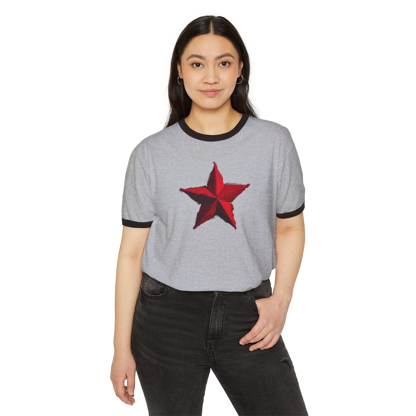 Stay Illegal Ringer T-Shirt — Red Star