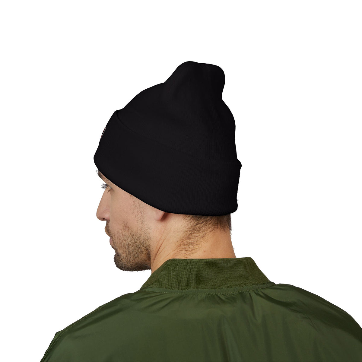 Embroidered Daruma Cuffed Beanie — Stop The Genocide Beenie Hat