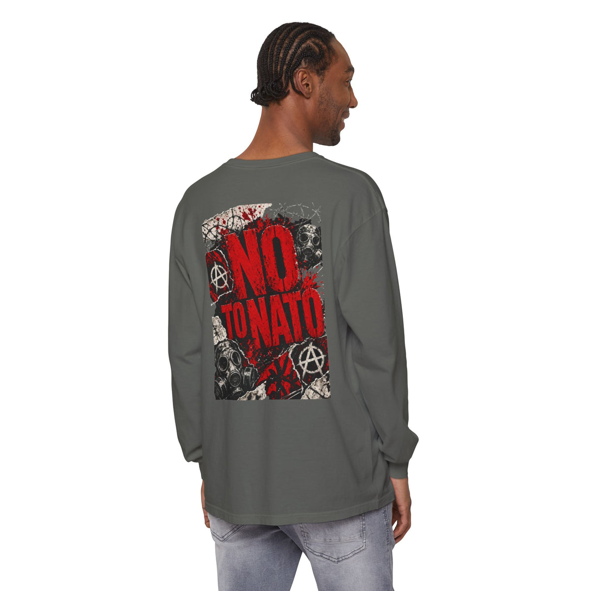 Protest Long Sleeve T‑Shirt — No To NATO Anarchist